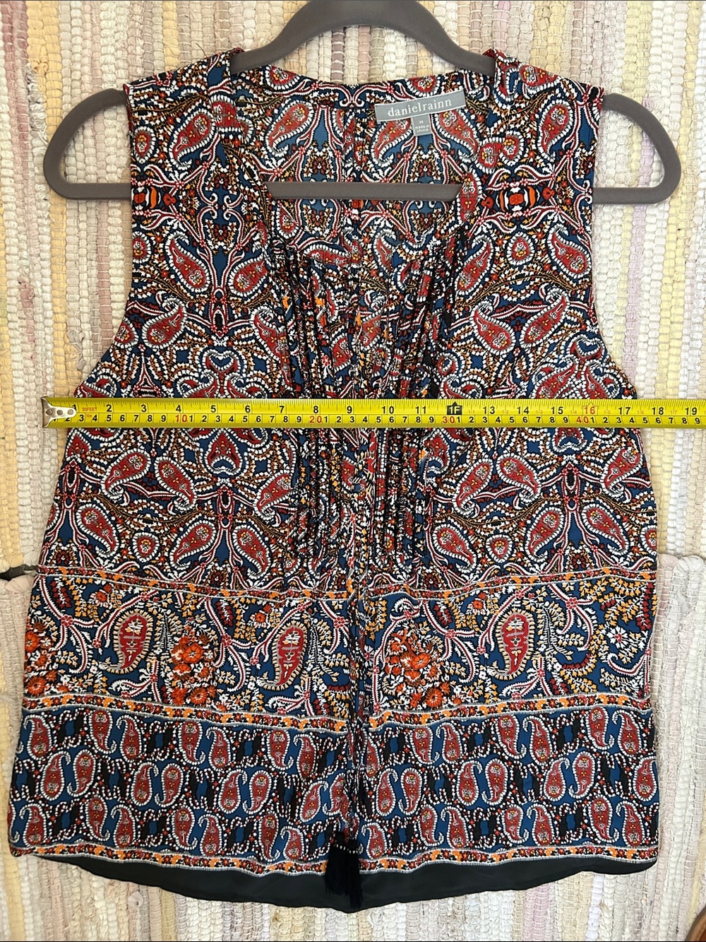 Daniel Rainn Navy and Red Paisley Tie-Front Sleeveless Top - Picture 8 of 10